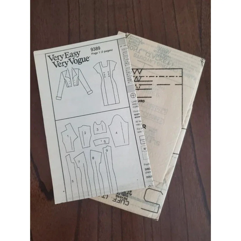 Vogue 9389 Very Easy Very Vogue Dress Jacket Pattern 12 14 16 Uncut Vintage